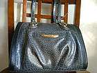 Kathy Van Zeeland Luxury Croco Embossed Zip Tote Handbag~Charcoal Gray 
