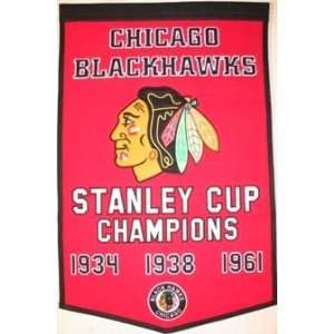  Chicago Blackhawks Embroidered 36x24 Wool Banner Sports 