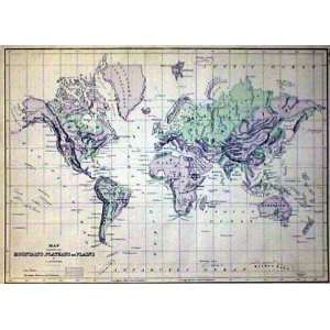   Antique Map of the Physical Geography of the World