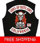   YOUR OWN SONS OF OUTLAWS QUALITY BIKER VEST BY ANARCHY SIZES SM TO 3XL