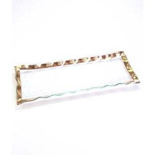 Antique Gold Ruffle Rectangular Tray by Annieglass