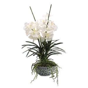30 Vanda Orchid Silk Flower Arrangement  White 