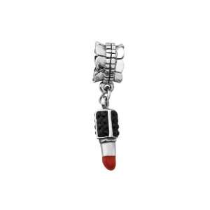  Lipstick Dangle Charm in Silver for Pandora and most 3mm 