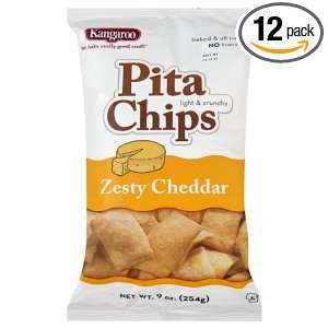 Kangaroo Pita Chips, Baked Cheddar, 9 Ounce (Pack of 12)  