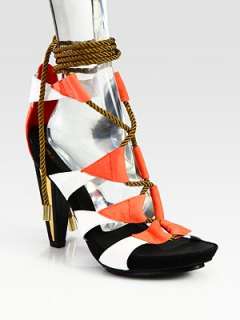 Diane von Furstenberg   Volos Leather & Nubuck Rope Lace Up Sandals 