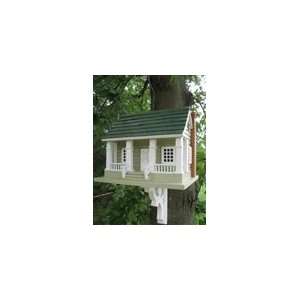   Arts & Crafts Birdhouse   Grey with Green Roof Patio, Lawn & Garden