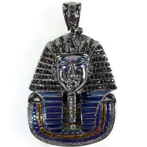   Blackout Micro Pave Mens Egyptian Pharaoh King Tut Pendant Jewelry