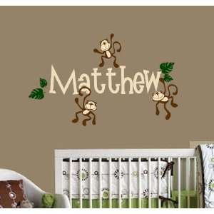   Monkeys with Personalized Name Nursery Wall Decal Set 