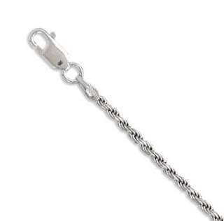 New Rhodium Plated 040 Rope Chain Necklace 925 Sterling Silver Free 