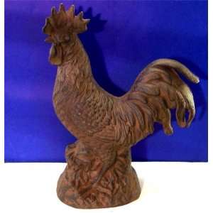  Antiqued Rusted Large Rooster Cast Iron Garden Decor 