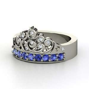  Tiara Ring, Platinum Ring with Sapphire & Diamond Jewelry