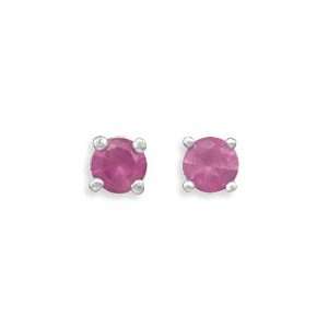   Silver Earrings Posts Studs Birthstone July Ruby Red CZ Jewelry