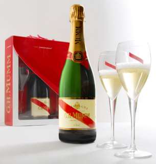 Mumm Brut Cordon Rouge with Champagne Flutes 