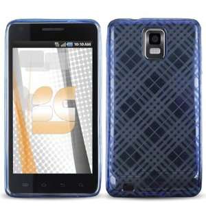 Samsung Infuse 4G Design TPU Rubber Skin Case Cover   BLUE Cross Plaid 