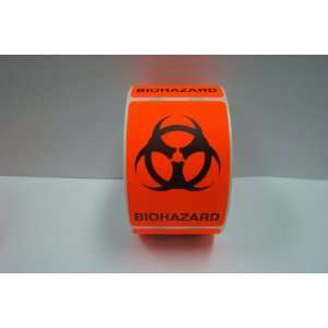  Bright Red Bioharzard Warning Caution Labels Stickers: Office Products