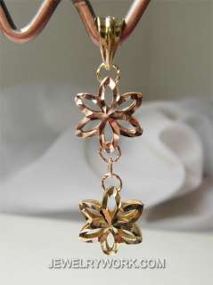 Flower Two Colour Solid 18KT Gold Pendant  