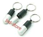 Pill box Cache Container bottle Keyring holder case G