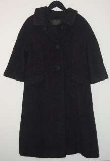 Vintage Henri Bendel New York Black Berber Wool Jacket Coat M  