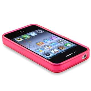 3x Frost TPU Gel Skin Soft Cover Case For iPhone 4 G 4S Clear Pink 