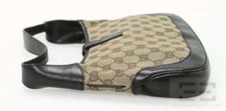 Gucci Brown Canvas Monogram Leather Trim Handbag  
