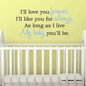 LL LOVE YOU FOREVER Nursery Baby Quote Vinyl Wall Decal Decor Art 