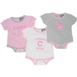   Chicago Cubs Pink/White/Grey 3 Piece Body Suit Set: Sports & Outdoors