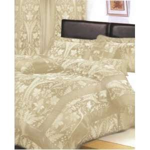 7pc King Size Beige Floral Comforter Bed in a Bag Set  