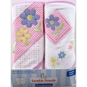  2 Pack Large Patch Hooded Towels, Pink: Baby