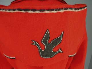   WARM VIBRANT RED HUDSON BAY CO Wool BLANKET COAT Jacket PARKA w HOOD