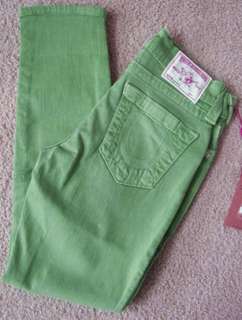 NWT True Religion WMS Brooklyn Cropped skinny jeans in Light Emerald 