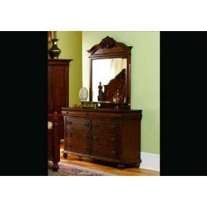   Mirror Set Oak Finish Wood Home Bed Room Drawer: Home & Kitchen