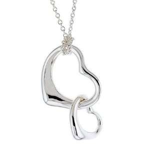   Open Heart Sterling Silver Double Heart Necklace Glitzs Jewelry
