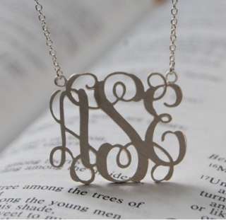 Name NecklaceSterling Silver Monogram Necklace Initial Necklace  