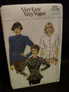 1986 Very Easy Vogue Ladys Blouse Pattern 9686 Size 12 14 16  