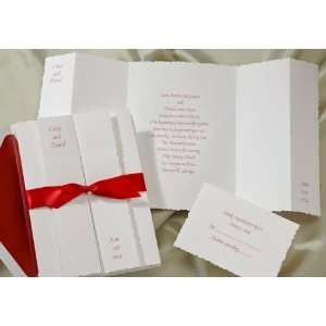   Multi Fold with Claret Bow Wedding Invitations