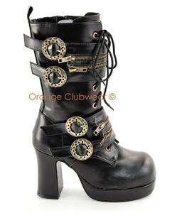   Womens Steampunk Gothic Calf Hi Boots Shoes 885487484716  