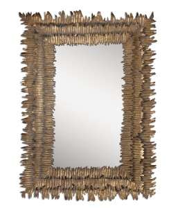   Mirror Framed in Antique Gold Leaf Metal Cuts 792977128183  