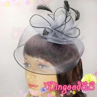 Women Lady Fascinator Party Wedding Feather Veil Hat Hair Clip More 