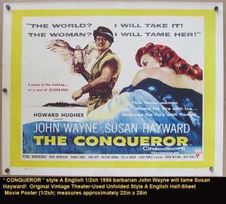 ORIGINAL* CONQUEROR * Movie Poster 1956 John Wayne, Susan Hayward 