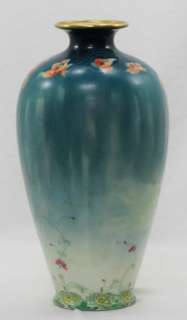 Lovely Maiden & Poppies Art Nouveau Hand Painted Large Porcelain Vase 