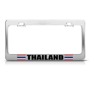 Thailand Thai Flag Chrome Country Metal License Plate Frame Tag Holder