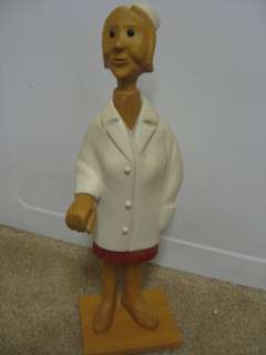 Vintage Hand Carved Wooden Wood Medicine Nurse Figurine Sculpture 