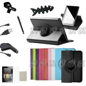 For Kindle Fire 360°Rotating Case Cover/Car Charger/USB Cable/Stylus 