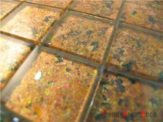 SAMPLE   Rustic Golden Foil Glass Mosaic Tile backsplash Kitchen wall 