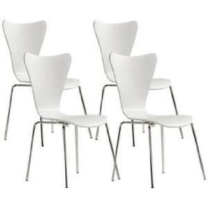    Set of 4 Zuo Taffy White and Chrome Dining Chairs: Home & Kitchen