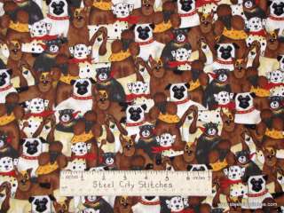 Timeless Treasures Dog Puppy Bulldog Poodle Fabric BTY  