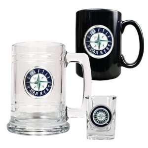  Seattle Mariners Mugs & Shot Glass Gift Set: Sports 