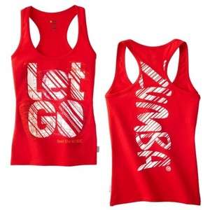 Zumba Fitness red white Let Go tank top   S M XL and XXL  