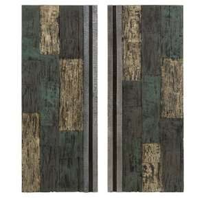    Set of 2 Contemporary Recycled Wood Art Wall Panels