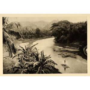  1935 Rio Cobre River Jungle Raft Jamaica Photogravure 
